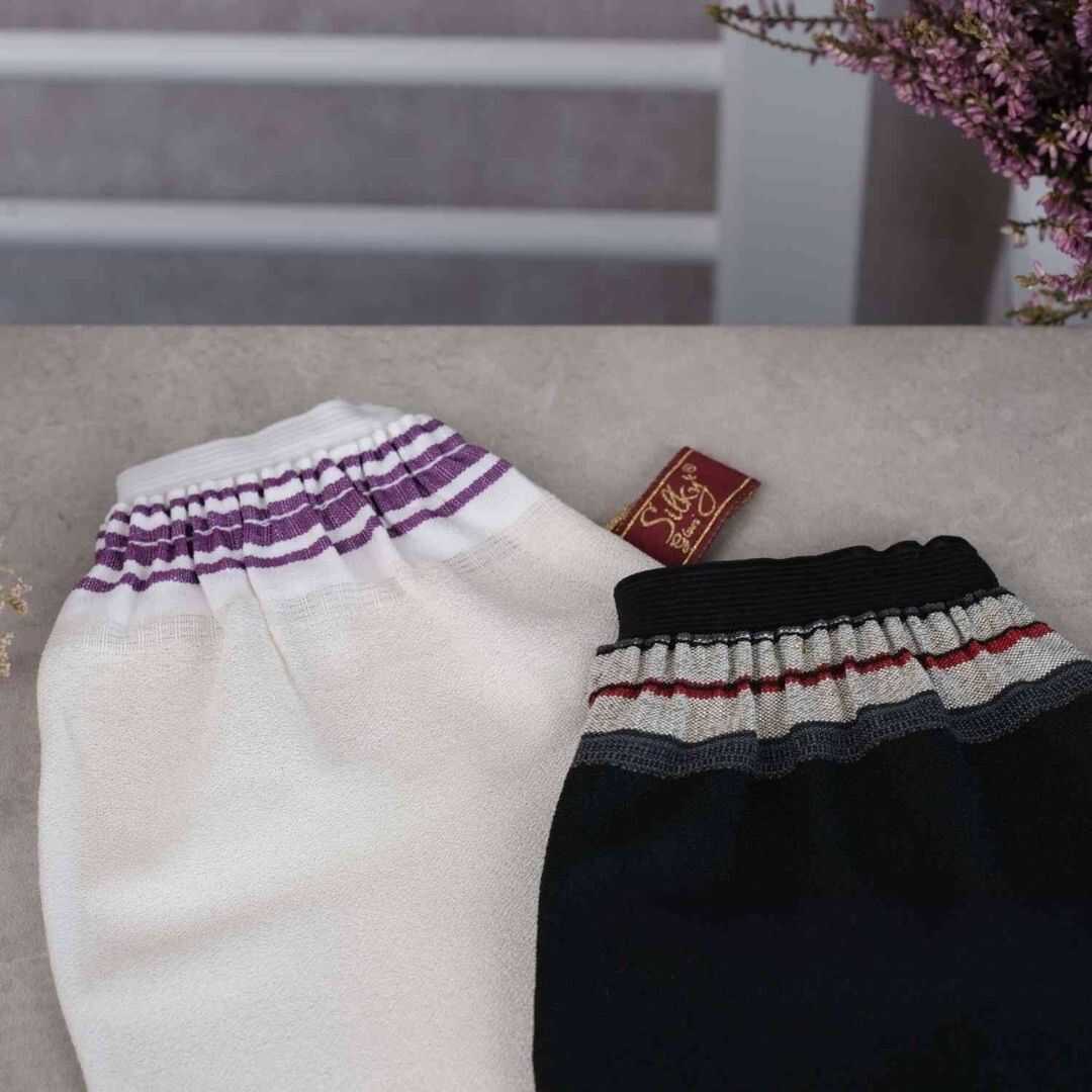 Classic Turkish Hammam Exfoliating Glove – White 100 Viscose Cross-Woven Fabric Deep Peeling & Elastic Wrist Design