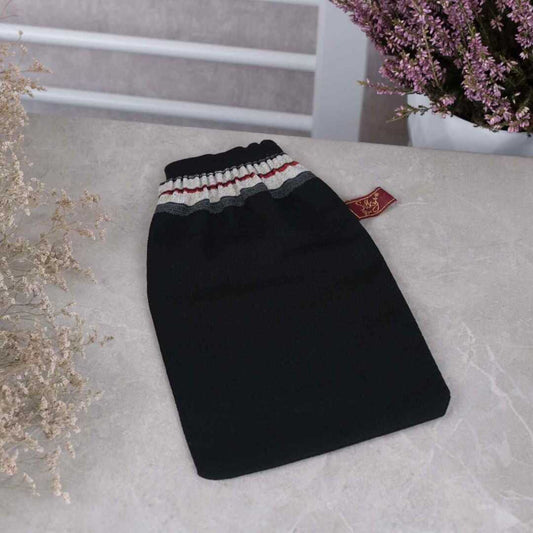 Classic Turkish Hammam Exfoliating Glove – Black | 100% Viscose Cross-Woven | Deep Peeling & Elastic Wrist Design