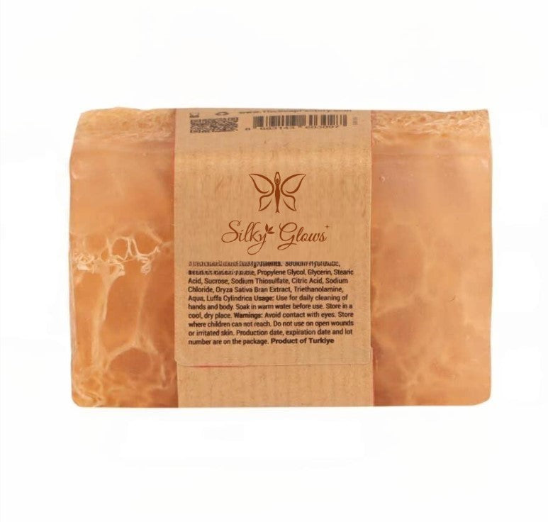 HoneyMilkLoof™ Donkey Milk & Honey Soap with Natural Loofah – Nourish, Smooth & Exfoliate | Handmade & Cold Processed – Silky Glows