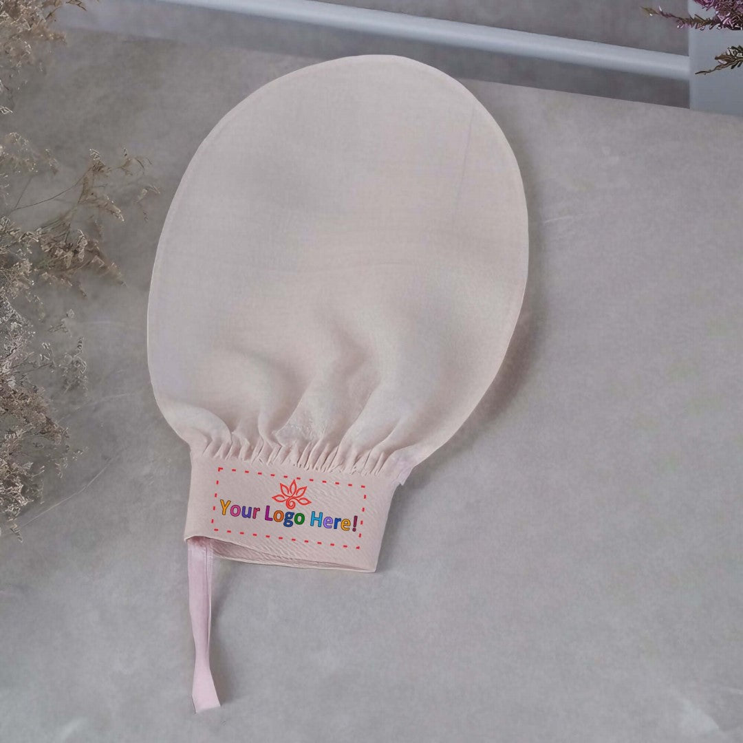 100 Pcs Private Label Silk Exfoliating Glove – Custom Logo | Medium Texture