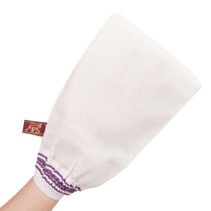 Classic Turkish Hammam Exfoliating Glove – White  100  Viscose Cross-Woven Fabric  Deep Peeling & Elastic Wrist Design