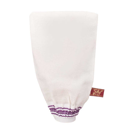 Classic Turkish Hammam Exfoliating Glove – White  100  Viscose Cross-Woven Fabric  Deep Peeling & Elastic Wrist Design