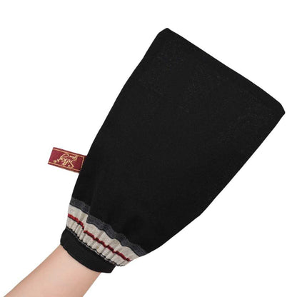 Classic Turkish Hammam Exfoliating Glove – Black | 100% Viscose Cross-Woven | Deep Peeling & Elastic Wrist Design