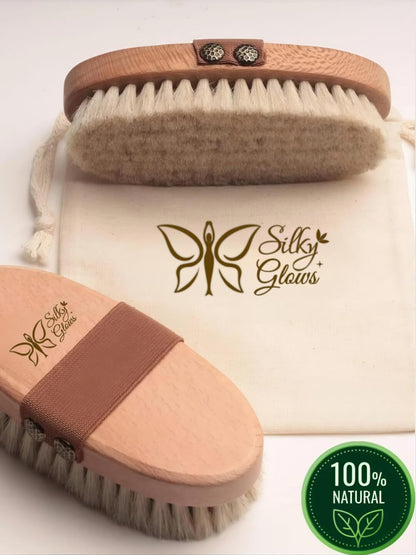 Natural Bristle Body Spa Brush – Wet & Dry Skin Exfoliating Massage Brush for Cellulite & Smooth Skin