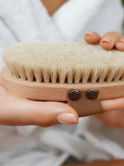 Natural Bristle Body Spa Brush – Wet & Dry Skin Exfoliating Massage Brush for Cellulite & Smooth Skin