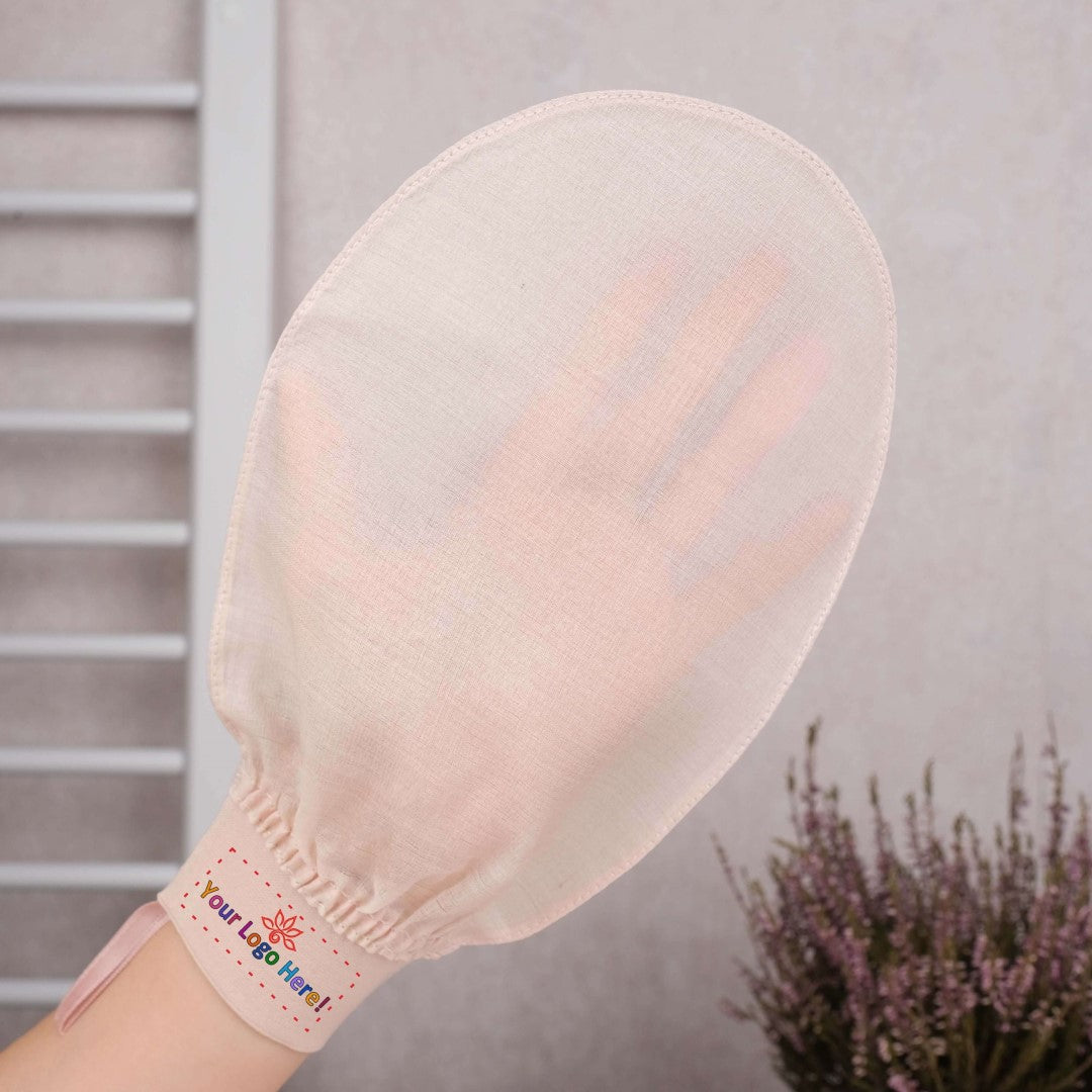 100 Pcs Private Label Silk Exfoliating Glove – Custom Logo | Medium Texture
